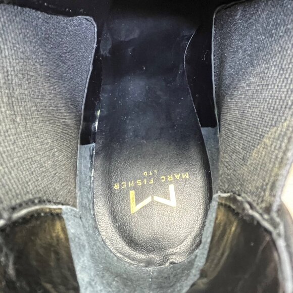 Marc Fisher Women’s Black Leather Pointed Toe Block Heel Ankle Booties Size 8M - Picture 7 of 11